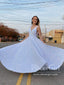 Pearl White V Neck Sparkly Prom Dresses A Line Formal Dress Ball Gown Party Dress ARD2932