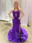 Pleated Bodice Plunge Neck Sheath Prom Gown Violet Evening Dress Prom Dress ARD3050