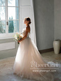 Pleated Bodice Sweetheart Neck Tulle Bridal dresses Ball Gown Minimalist Wedding Dresses AWD1957-SheerGirl