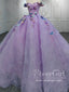 Quinceanera Dresses Off the Shoulder Party Dress Sweetheart Neck Prom Dress Lavender Tulle Ball Gown ARD2957