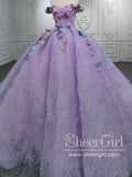 Quinceanera Dresses Off the Shoulder Party Dress Sweetheart Neck Prom Dress Lavender Tulle Ball Gown ARD2957-SheerGirl