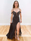Rhinestone Sparkly Black Prom Dress Mermaid Prom Gown with High Slit ARD3034