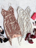 Rose Gold Sparkly Short Prom Dress Sequins Backless Short Homecoming Dress ARD2967-SheerGirl