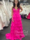 Ruffled Chiffon Formal Dress Floor Length Prom Dress ARD3028-SheerGirl