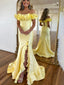 Ruffled Off the Shoulder Mermaid Prom Gown High Slit Prom Dress ARD3097