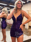 Sheath/Column V neck Fully Sequins Short Homecoming Dress Bodycon Short Party Dress ARD2963