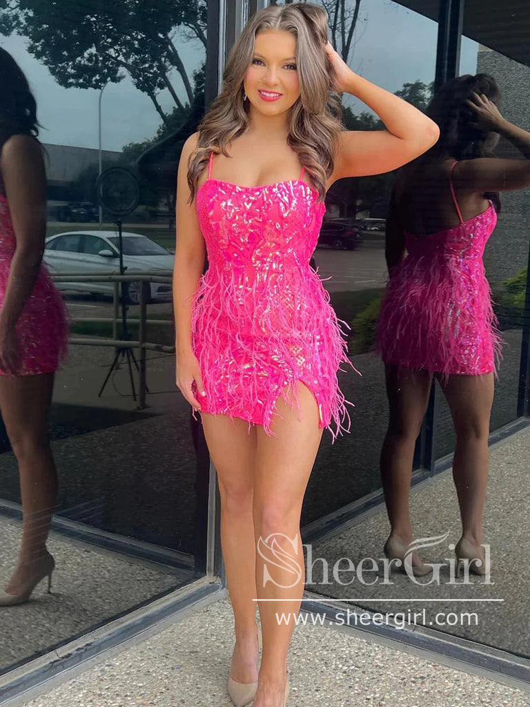 Short Homecoming Dress Sequins Lace Backless Sparkly Cocktail Dress ARD2989-SheerGirl