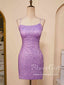 Simple Sequins Lilac Backless Cocktail Dress Short Prom Dress Homecoming Dress ARD3001