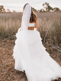 Simple Wedding Dresses Two Piece Wedding Dress with Layered Tulle Skirt AWD2001-SheerGirl