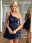 Single Shoulder Layered Sequins Lace Homecoming Dress Short Prom Dress ARD2988