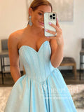 Sparkly Blue Long Prom Dresses with Pocket Shiny Princess Ball Gown ARD3041-SheerGirl