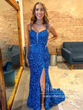 Sparkly Royal Blue Prom Dress Mermaid Prom Gown with High Slit ARD3020-SheerGirl