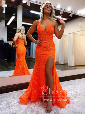 Sparkly Sequins High Slit Party Dress Mermaid Evening Dress Long Prom Dress ARD3054-SheerGirl