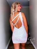 Sparkly Sequins Short Party Dress Single Shoulder Short Homecoming Dress ARD2964-SheerGirl