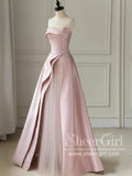 Strapless Light Pink Long Prom Dresses with Dots Tulle Ball Gown Party Dress ARD3074-SheerGirl