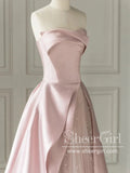 Strapless Light Pink Long Prom Dresses with Dots Tulle Ball Gown Party Dress ARD3074-SheerGirl