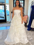 Strapless Pleated Organza Ball Gown Ivory Party Dress Layered Prom Dress ARD3040-SheerGirl