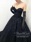 Strapless Sequins Lace Ball Gown Sweetheart Neck Long Prom Dress with Sweep Train ARD2934-SheerGirl