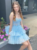 Strapless Sweetheart Neck Layered Tulle Homecoming Dress Short Prom Dress ARD2984-SheerGirl