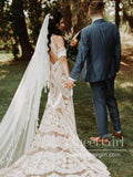 Stunning Bohemian Lace Wedding Gown Mermaid Boho Wedding Dress Beach Bridal Dress AWD1999-SheerGirl