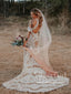 Vestidos de novia de playa de encaje de marfil, vestidos de novia rústicos bohemios con cuello de corazón AWD1156 