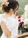 Stunning Boho Lace Sheath Wedding Dress with Keyhole Back Mermaid Wedding Gown AWD1953-SheerGirl