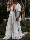 Stunning Floral Appliques Wedding Gown Sweetheart Neck Boho Wedding Dresses AWD1998-SheerGirl