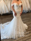 Stunning Off the Shoulder Soft Tulle Mermaid Bridal Gown with Delicated Lace Boho Wedding Dress AWD1967