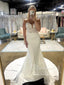 Stunning Strapless Mermaid Bridal Gown Leaf Lace Bodice Sheath Wedding Dress AWD1992