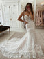 Stunning Sweetheart Neck Spaghetti Straps Mermaid Wedding Dress with Chapel Train AWD2009