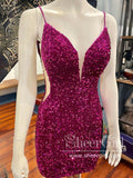 Sweetheart Neck Backless Sparkly Short Prom Dress Sequins Short Homecoming Dress ARD2970-SheerGirl