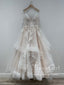Vestido de novia de tul con encaje floral y escote corazón, vestido de novia hasta el suelo en capas, AWD1968 