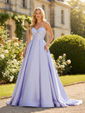 Sweetheart Neck Long Simple Prom Dresses with Pockets Ball Gowns ARD3192-SheerGirl