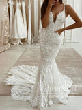 Sweetheart Neck Rustic Mermaid Wedding Dress with Detachable Tulle Train AWD1979-SheerGirl