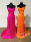 Sweetheart Neck Strapless Satin Mermaid Prom Dress with High Slit Party Dress ARD3042