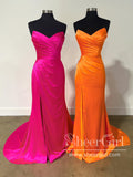 Sweetheart Neck Strapless Satin Mermaid Prom Dress with High Slit Party Dress ARD3042-SheerGirl