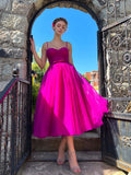 Sweetheart Neckline Pleated Bodice Sparkly Organza Prom Dress Tea Length ARD3101-SheerGirl