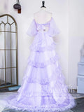 Two-Piece Tulle Prom Gown Ruffled Formal Dress Prom Dress with High Slit ARD3024-SheerGirl