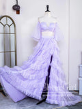 Two-Piece Tulle Prom Gown Ruffled Formal Dress Prom Dress with High Slit ARD3024-SheerGirl