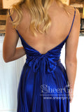 Two Pieces Spaghetti Straps Sweetheart Neckline Bow Tied Up Back Long Prom Dress ARD2589-SheerGirl