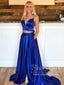 Two Pieces Spaghetti Straps Sweetheart Neckline Bow Tied Up Back Long Prom Dress ARD2589