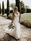 V Neck Beaded Lace Mermaid Wedding Dress Backless Wedding Gown AWD1963