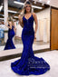 Velvet Sequins Sparkly Prom Gown V Neck Long Prom Dress ARD3082