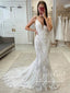 Vintage Floral Lace Mermaid Wedding Dress Chic Wedding Gown AWD1980