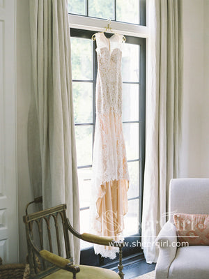 Vintage Floral Lace Wedding Gowns See Through Illusion Neck Wedding Dresses AWD2037-SheerGirl