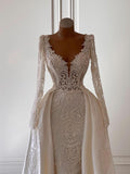 Vintage Lace Long Sleeves Wedding Dresses AWD2405-SheerGirl