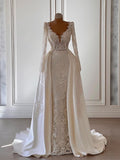 Vintage Lace Long Sleeves Wedding Dresses AWD2405-SheerGirl