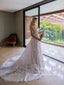 2 In 1 Appliqued Ball Gown Wedding Dress with Detachable Long Sleeves Bolero AWD1924