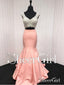 2 Piece Mermaid Prom Dresses for Women Plus Size Coral Formal Dresses 2018 APD3283
