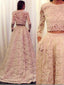 2 Pieces Long Sleeves Lace Wedding Dress with Pocket Vintage Bridal Gown,apd2107